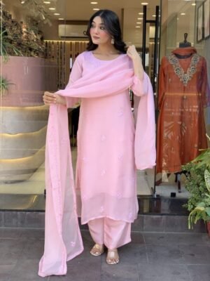 Pinkish Lucknowi dress