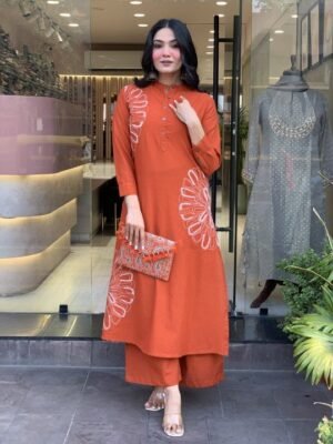 Trendy Florish Orange dress